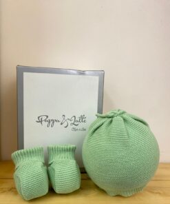Set cappello e babbucce verde Pappa e Latte