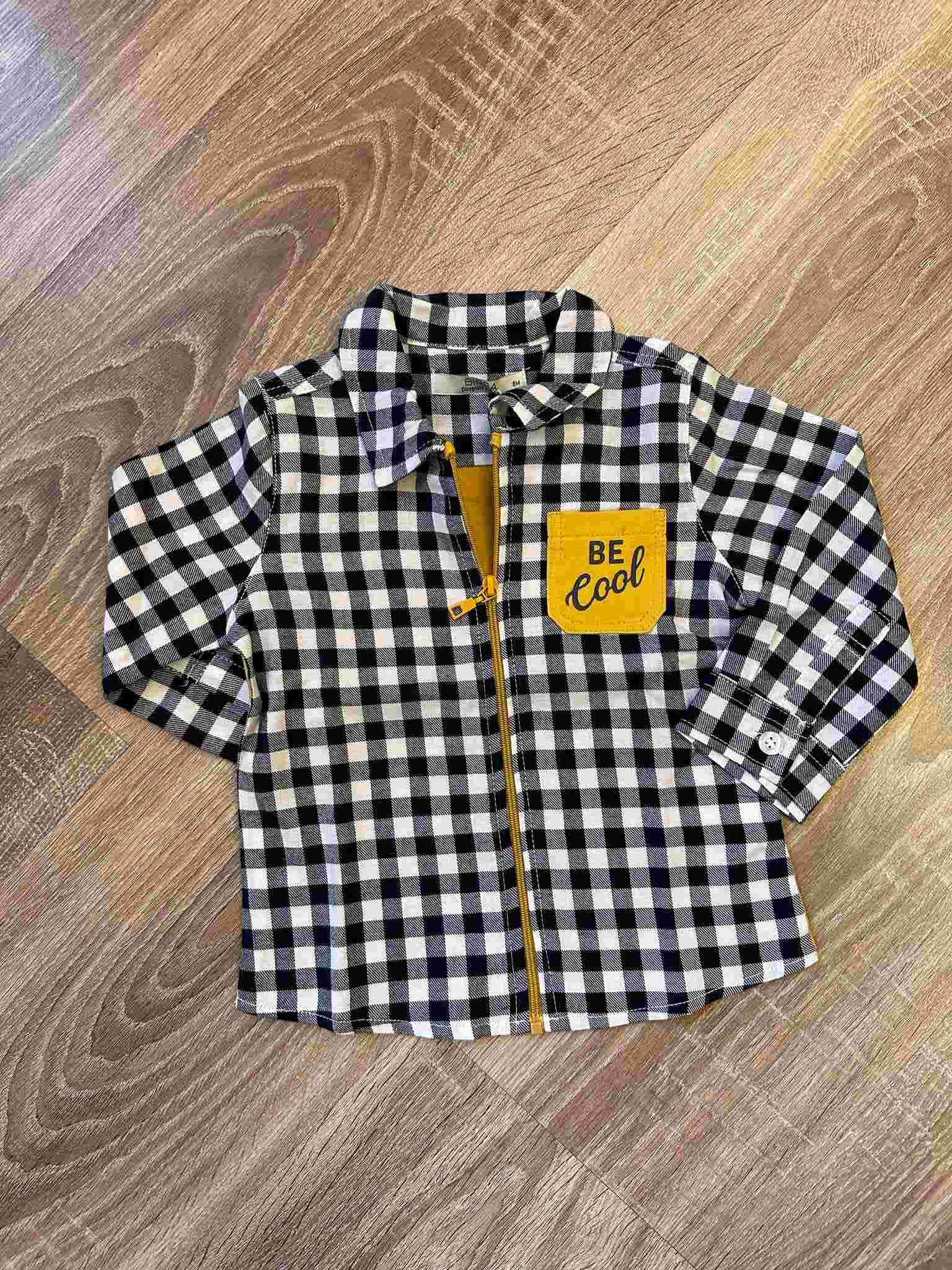 Camicia a quadri bianca e nera Birba