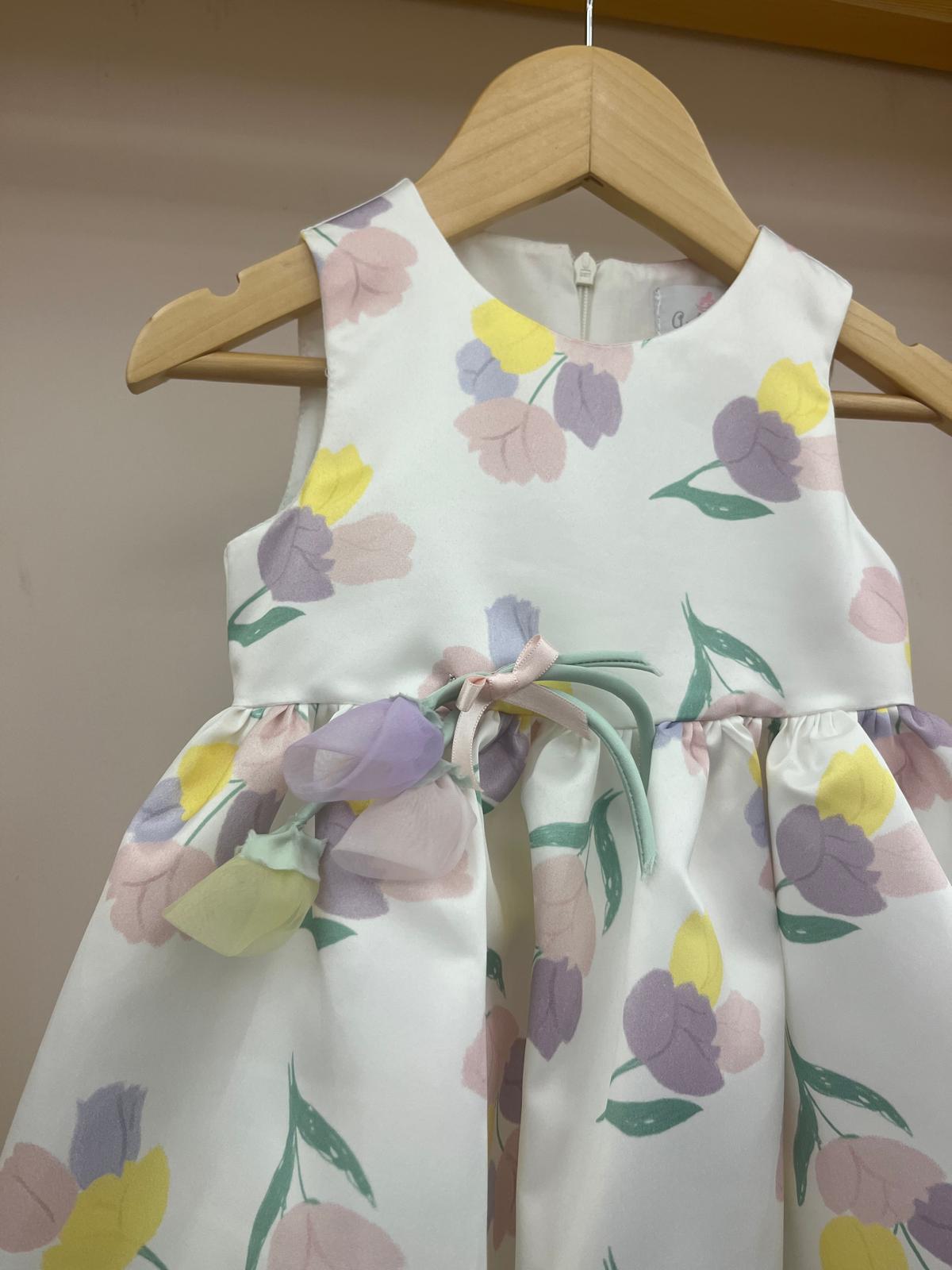 Abito bianco con tulipani Ambarabà - immagine 2