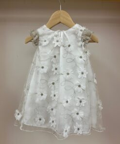 Abito bianco con fiori ricamati Myrumi