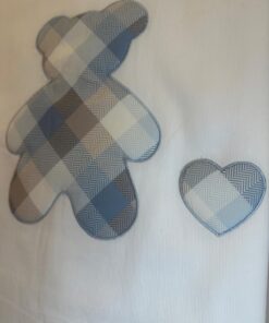 Alternative view of Copertina cuore orso cuore tartan celeste