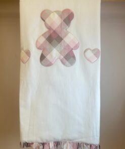 Copertina cuore orso cuore tartan rosa
