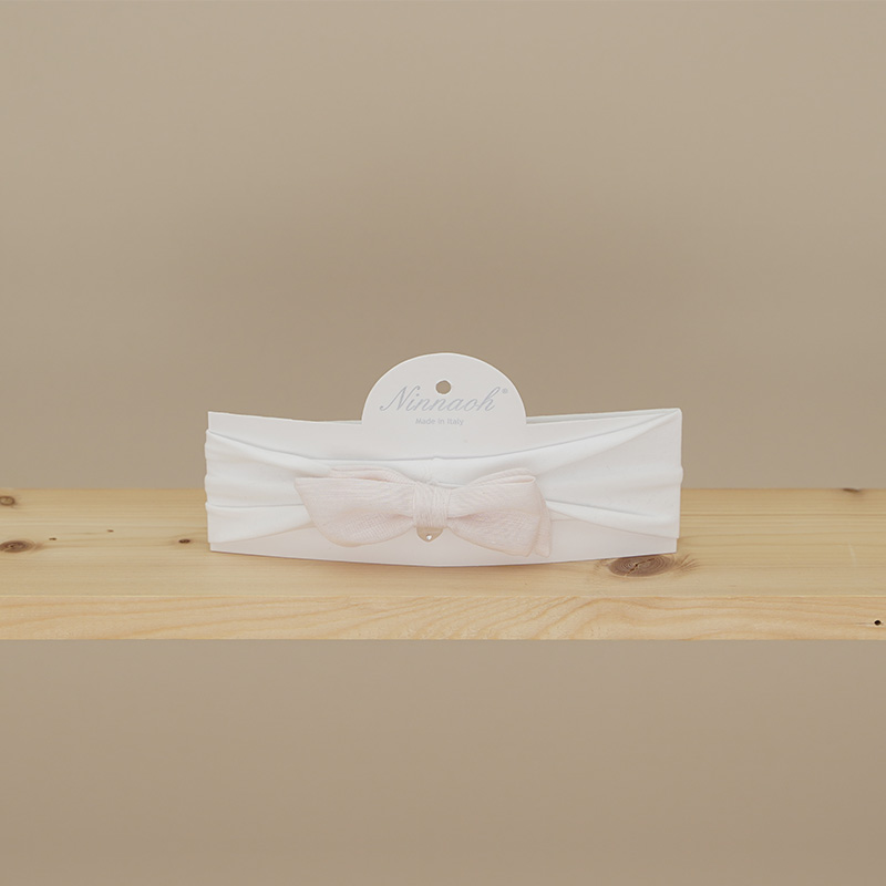 Fascia per capelli fiocco rosa cipria Ninnaoh