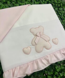 Alternative view of Lenzuola orso con cuore rosa