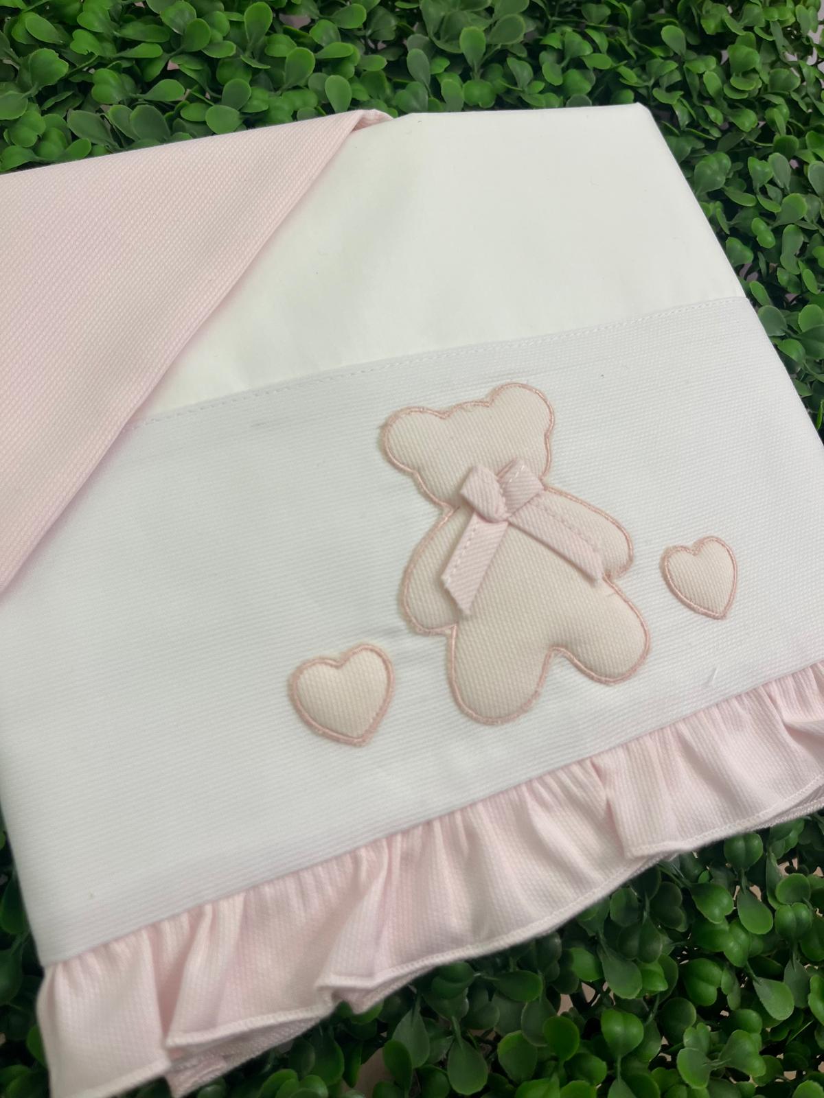 Lenzuola orso con cuore rosa - immagine 2
