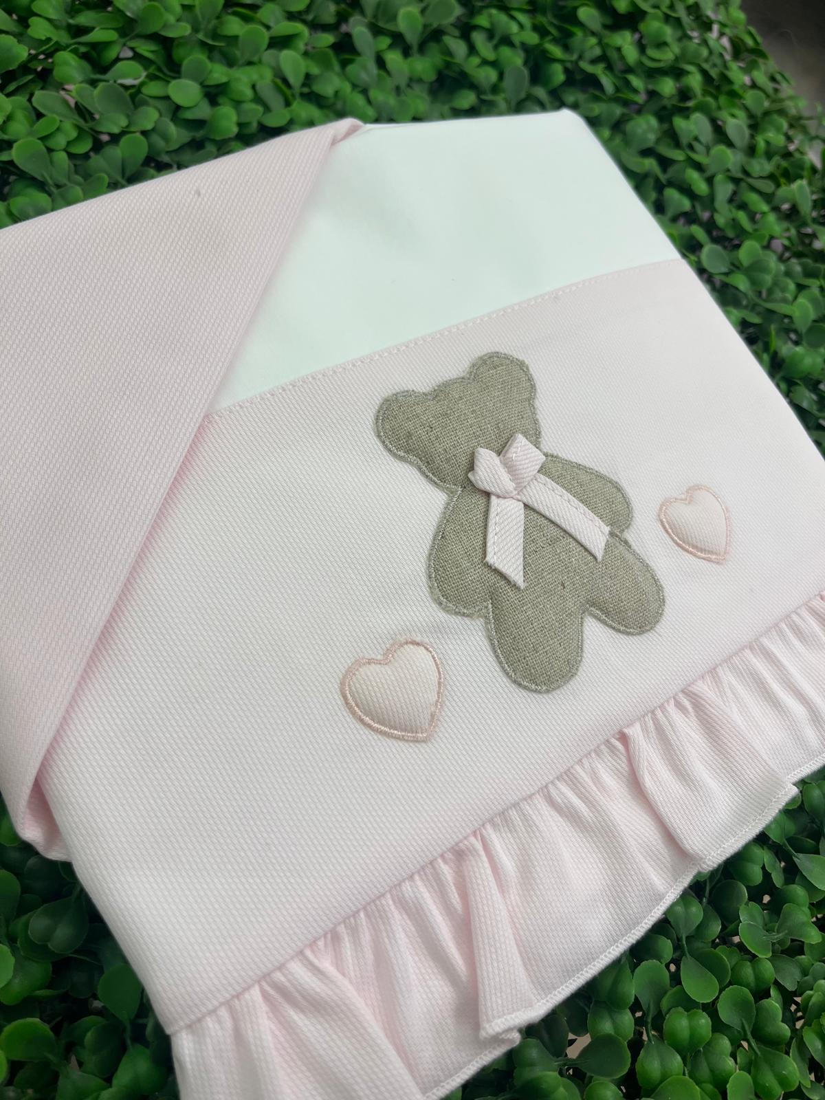 Lenzuola orso con cuore rosa - immagine 2