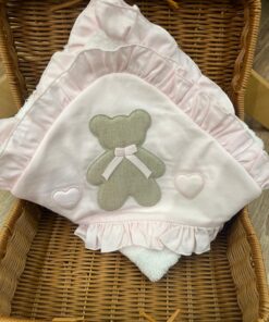 Triangolo bagnetto orso e cuori tortora