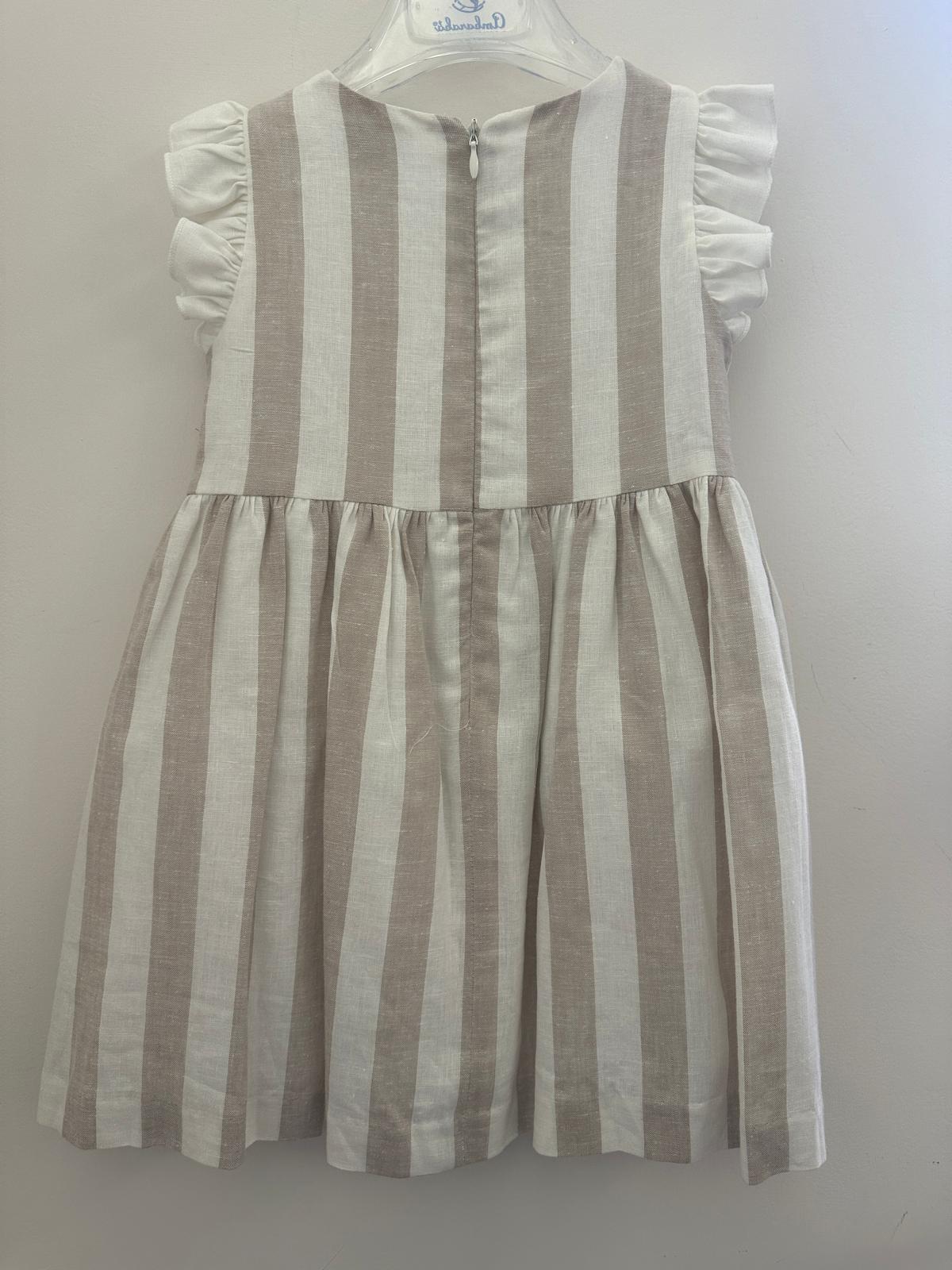 Vestito ambarabà a righe beige - immagine 2