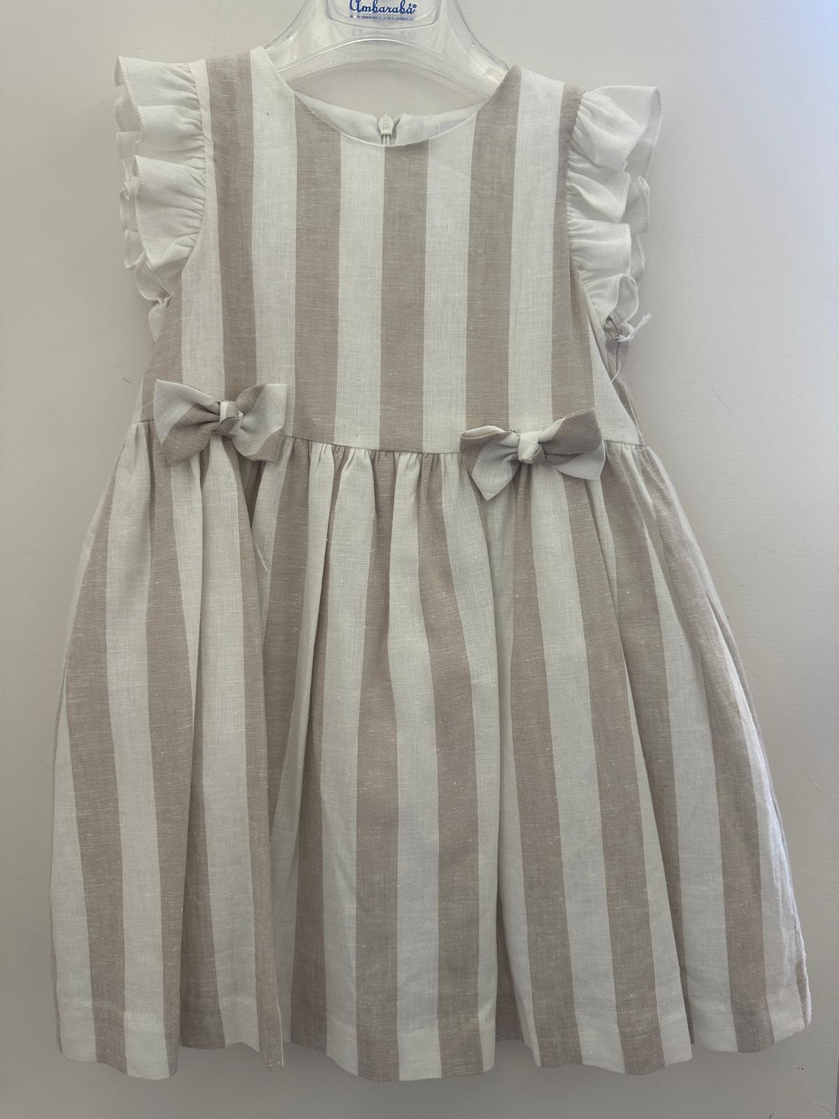 Vestito ambarabà a righe beige