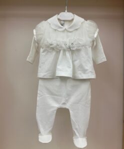 Completo 3 pezzi con fiori e strass Petit
