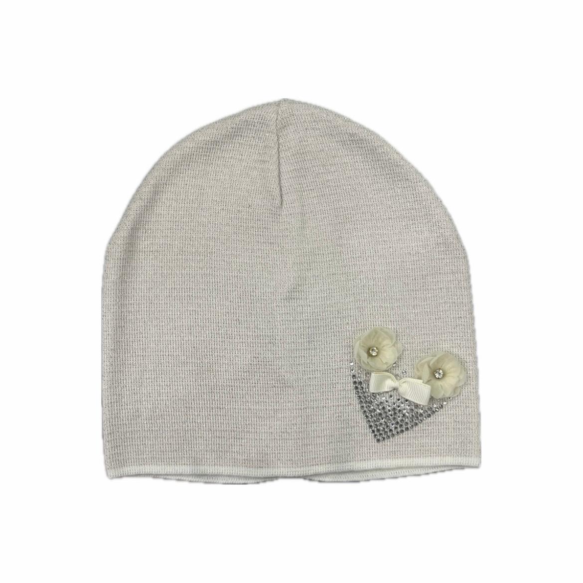 Cappello glitterato cuore con fiocco e fiori