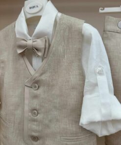 Alternative view of Completo in lino beige Baby A.