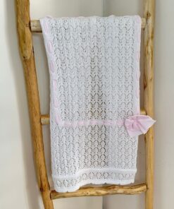 Copertina in cotone bianca e rosa Pappa e Latte