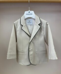 Giacca monopetto beige e profilo verdone Ambarabà