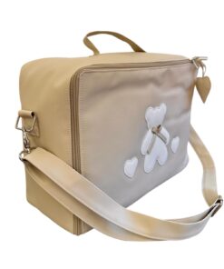 Alternative view of Valigetta beige orso con cuori bianco artigianale