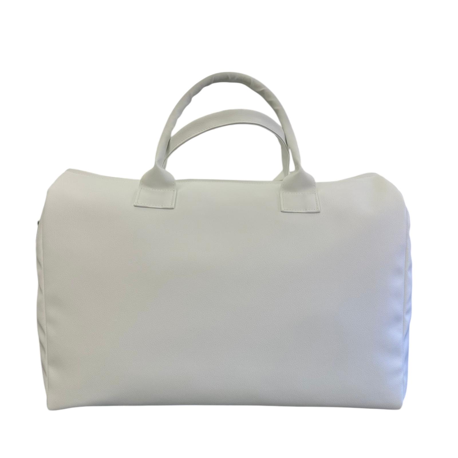 Borsa bianca orso con cuori rosa artigianale - immagine 3