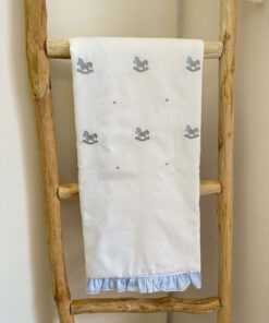 Copertina bianca cavalluccio celeste