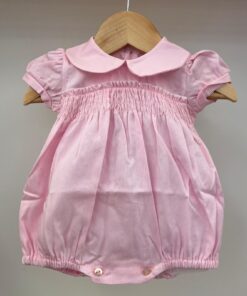 Pagliaccetto rosa con punto a smock Pappa e Latte