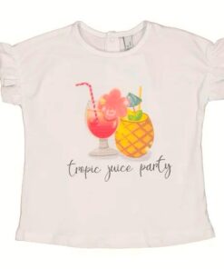 T-shirt bianca ananas e cocktail "tropic juice party" Birba