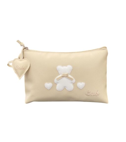 Trousse beige orso cuori artigianale