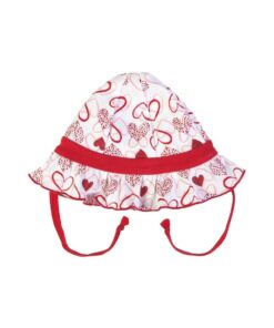 Cappello pescatora cuori bianco e rosso FS baby