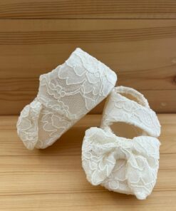 Alternative view of Ballerine culla pizzo ricamato panna con fiocco