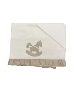 Set Lenzuola 3 pezzi cavalluccio a dondolo tortora bianco