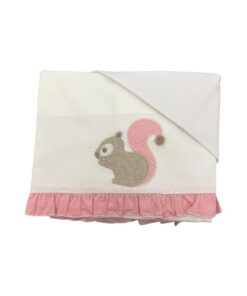 Set Lenzuola 3 pezzi scoiattolo rosa bianco