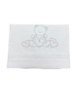 Set Lenzuola 3 pezzi orso con cuori bianco