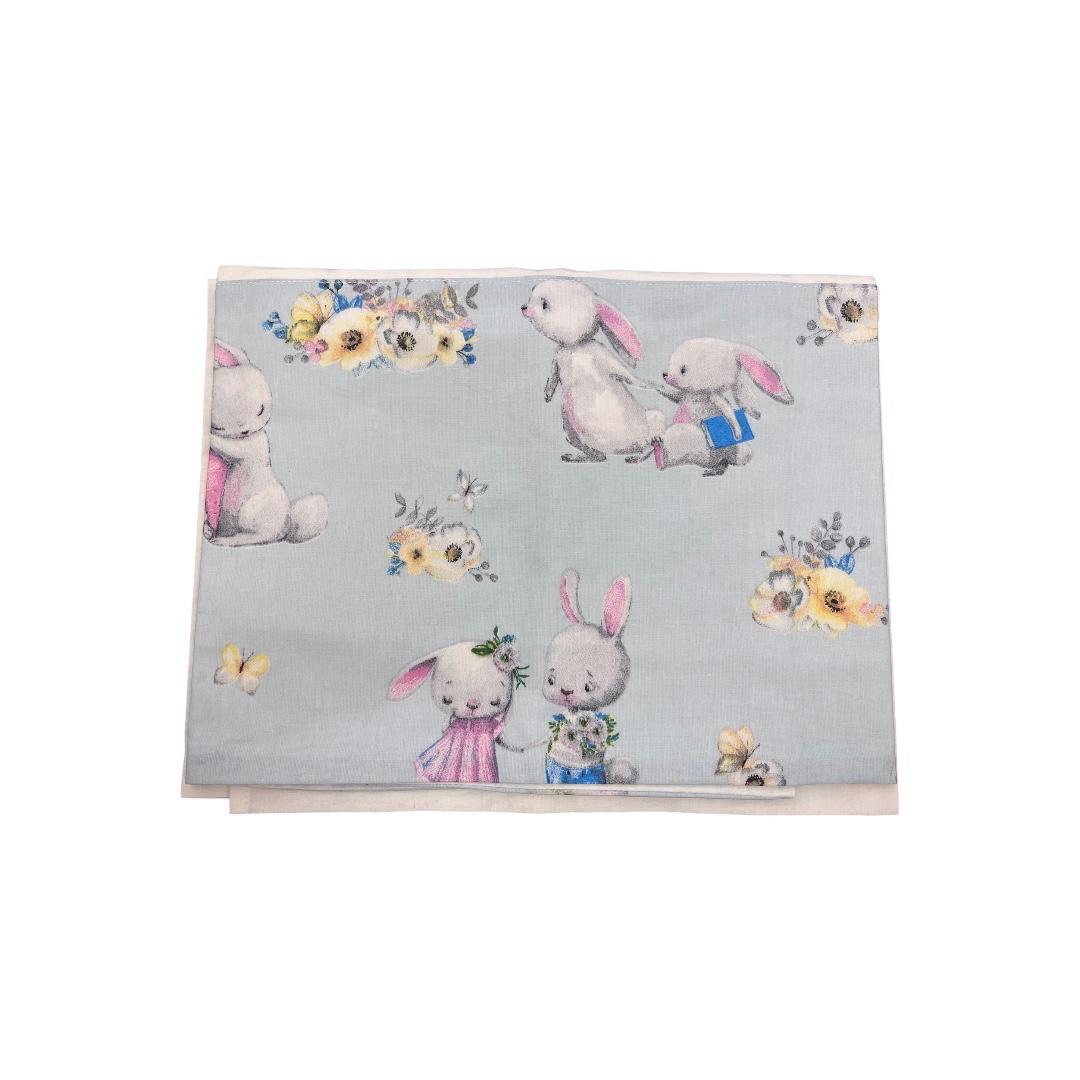 Set Lenzuola 2 pezzi conigli celeste bianco