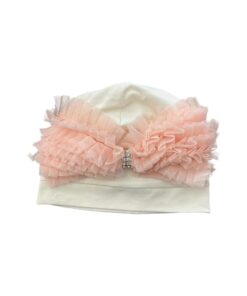 Cappello bianco con fiocco rosa Myrumi