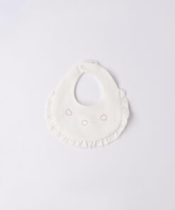 Bavetta bianca cuori ricamati rosa Minibanda