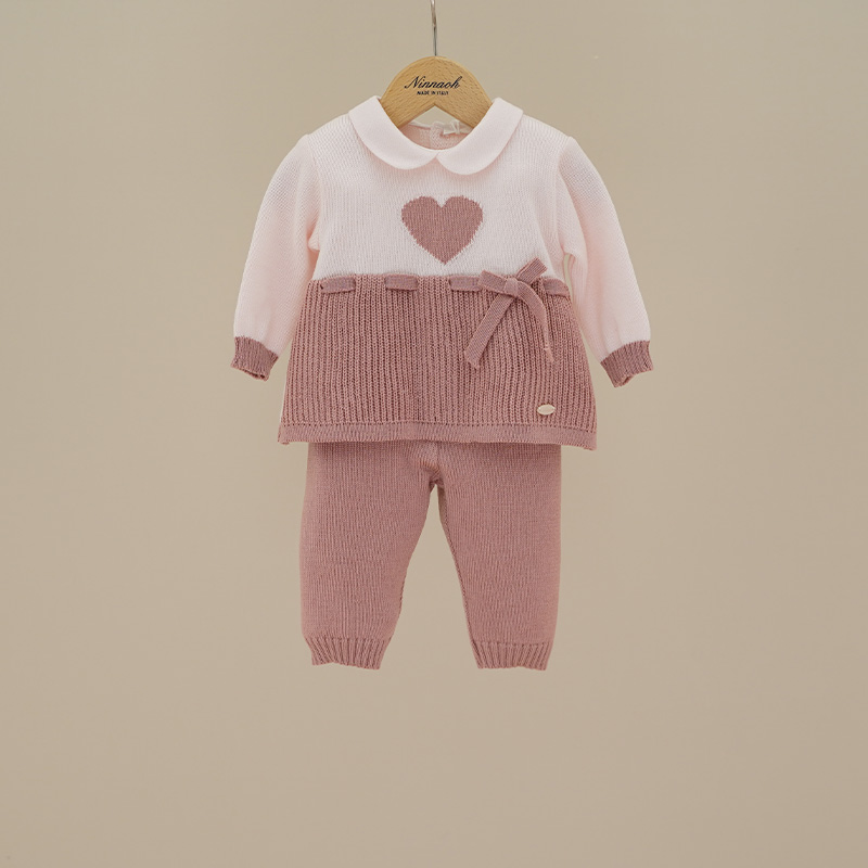 Completo due pezzi cuore rosa Ninnaoh