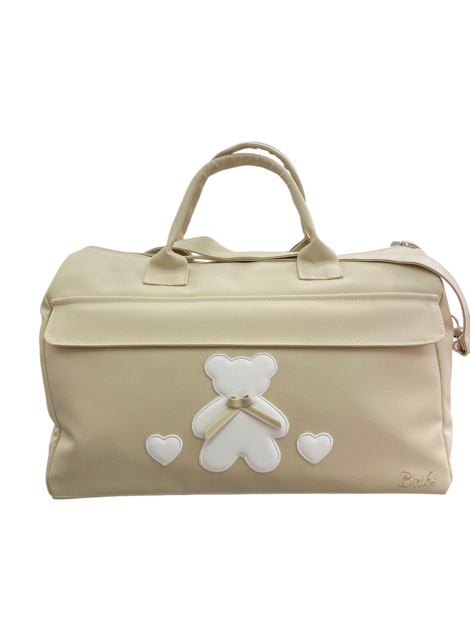 Borsa beige orso con cuori bianchi artigianale