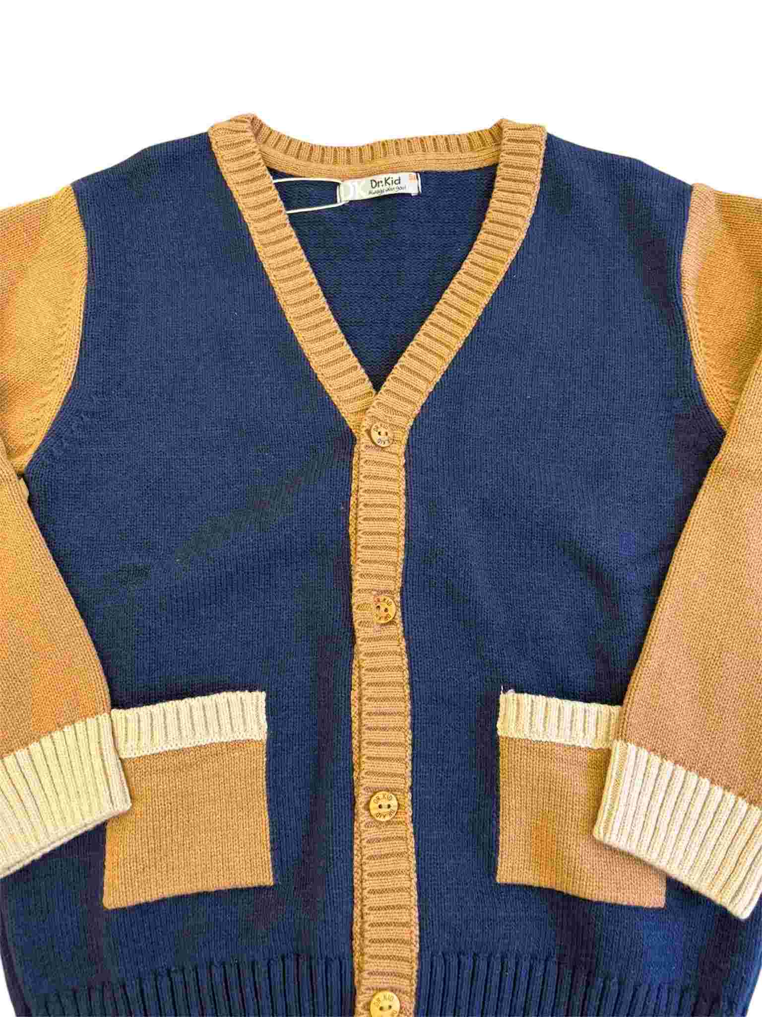 Cardigan blu e marrone dr.kid - immagine 2