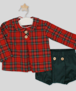 Completo in tartan rosso bimbo Rapife
