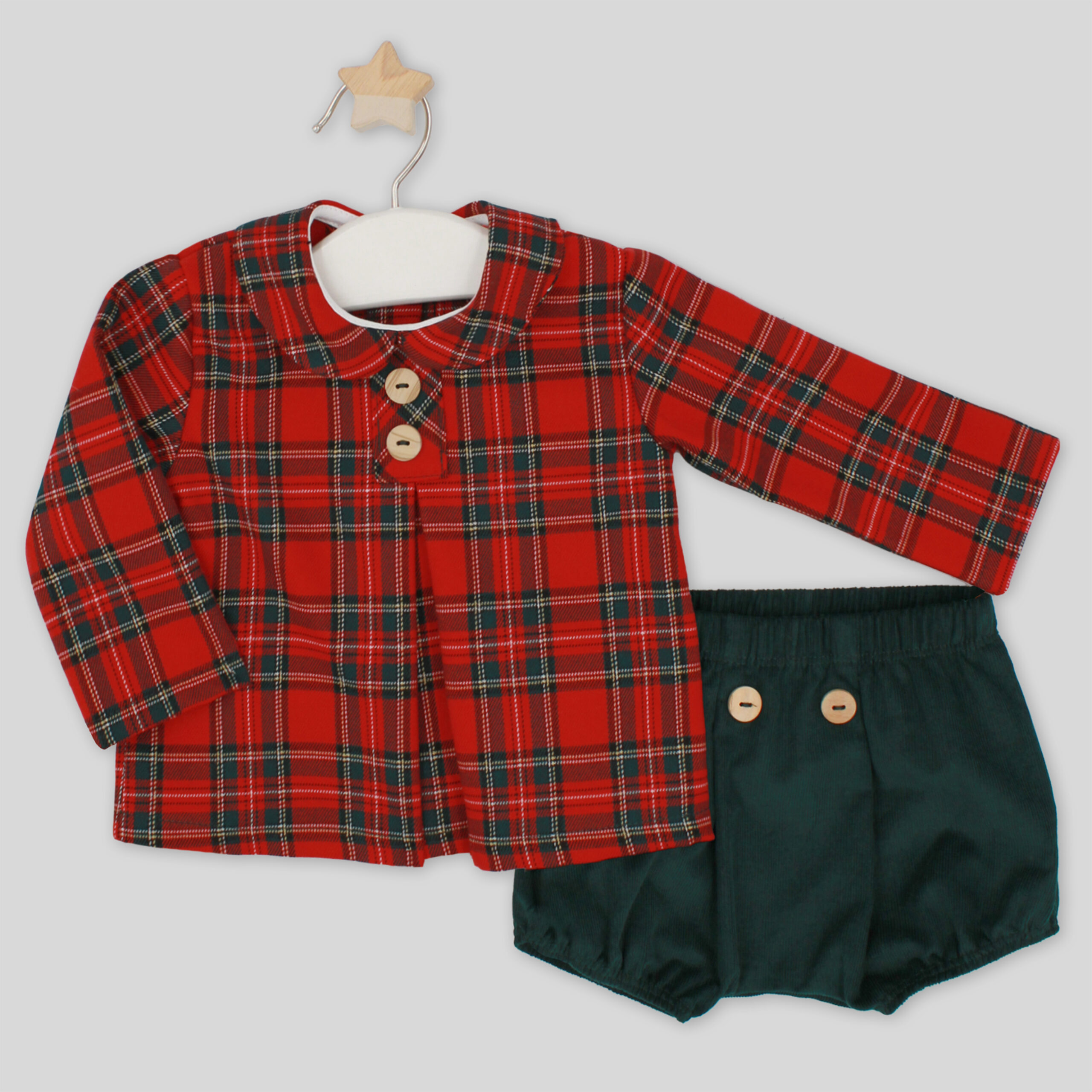 Completo in tartan rosso bimbo Rapife