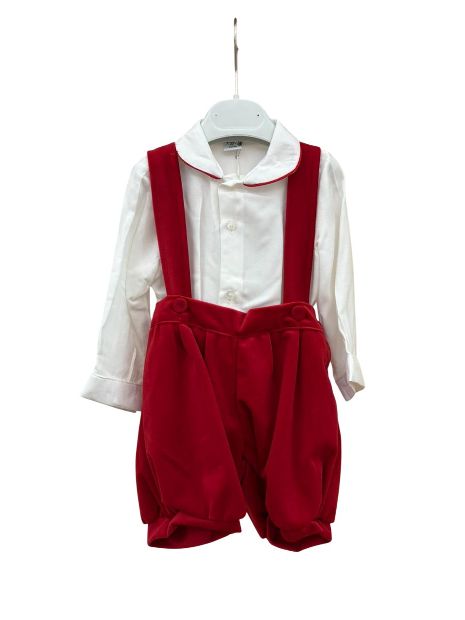 Camicia e salopette rossa Pappa e Latte