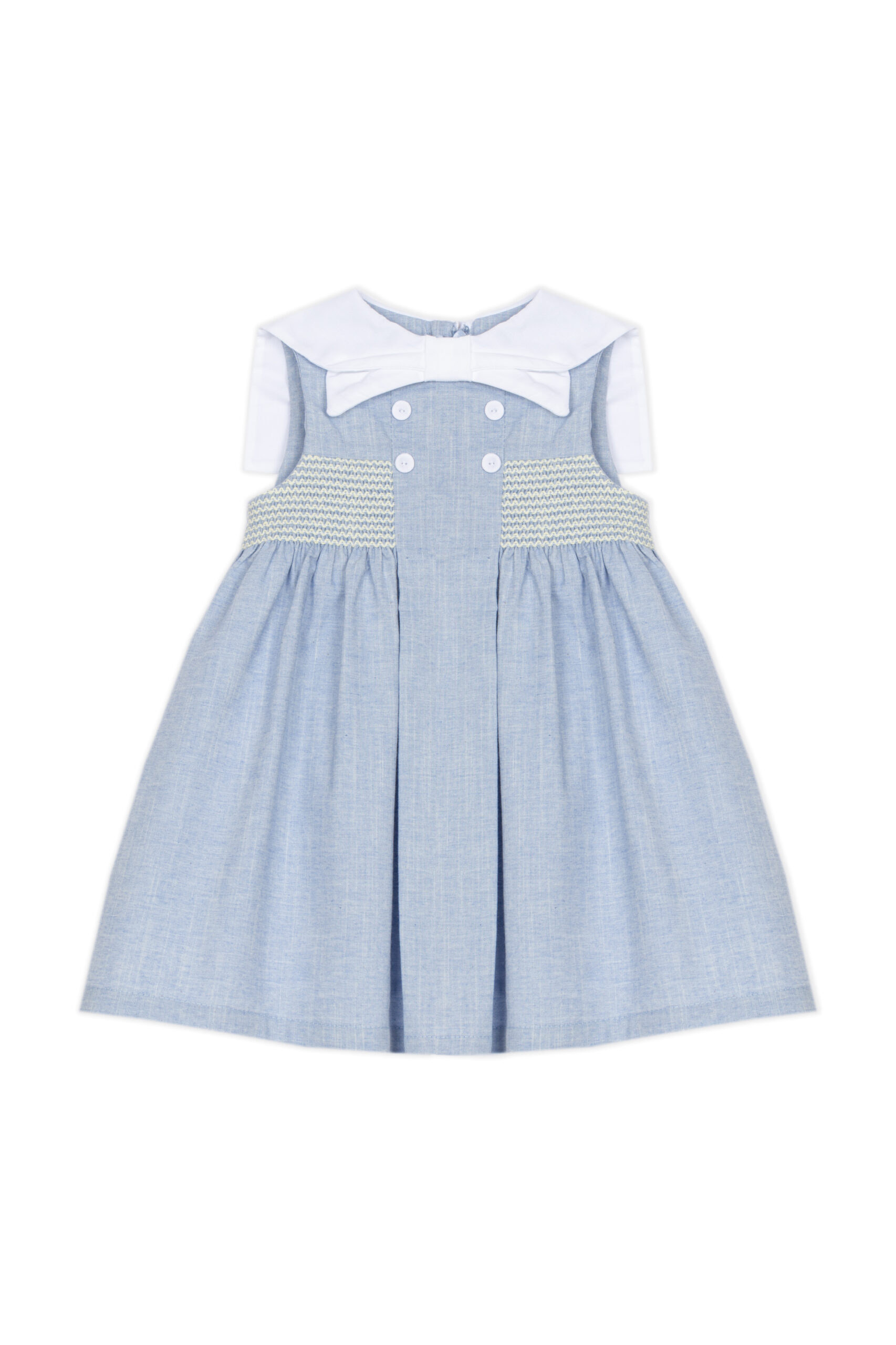 Vestito denim con fiocco bianco Dr. Kid