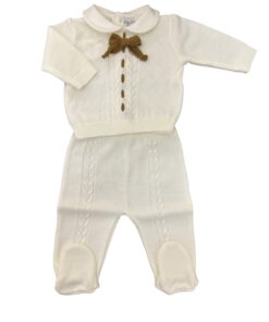 Completo due pezzi con fiocco beige Pappa & latte