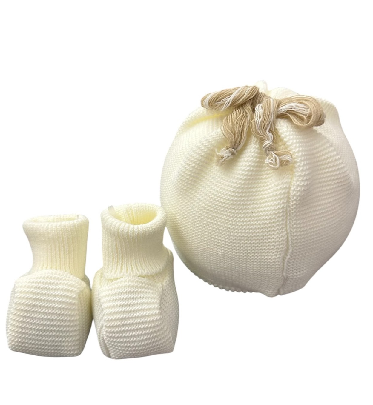 Set cappello e babbucce beige Pappa e Latte