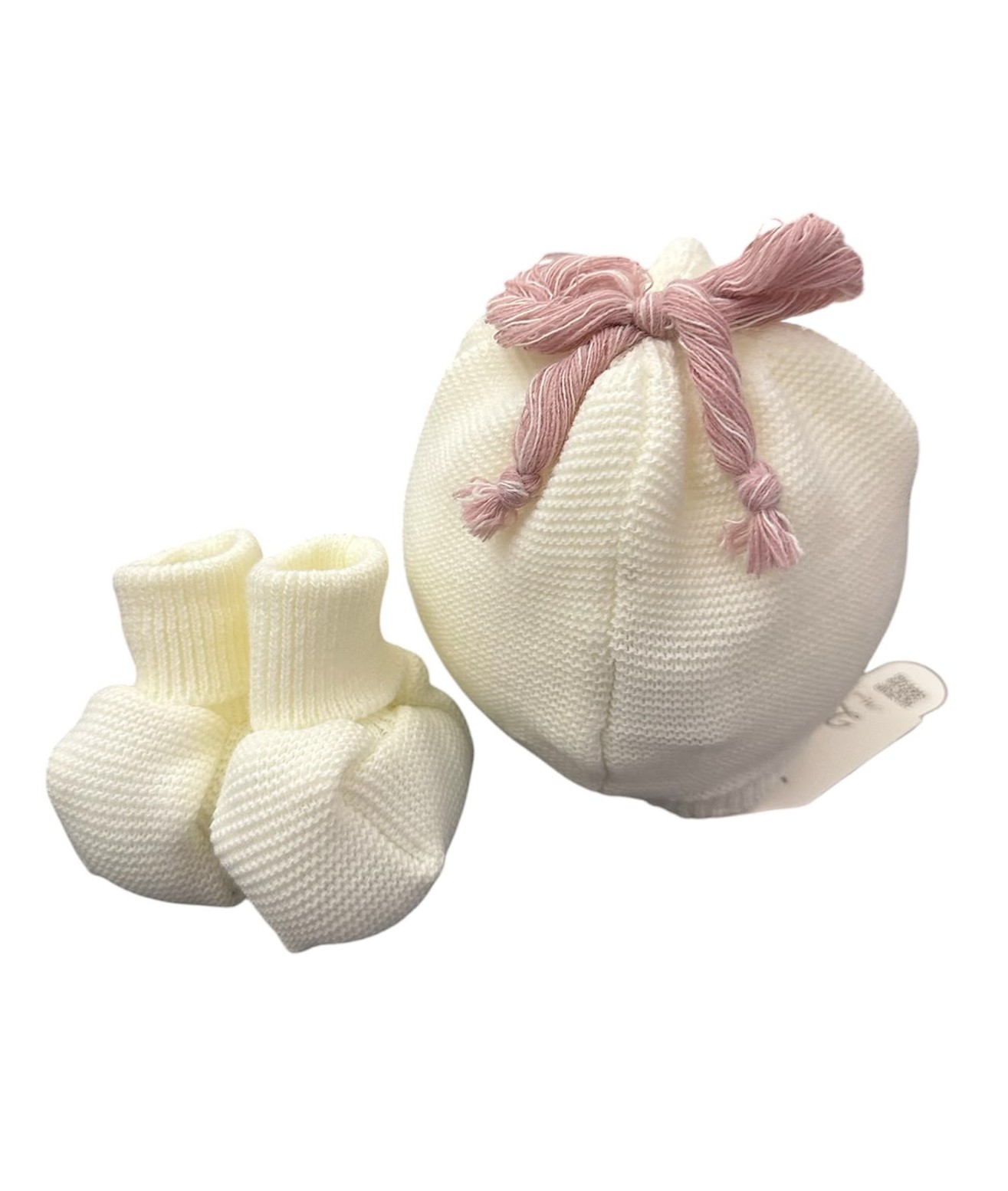 Set cappello e babbucce panna e rosa Pappa e Latte