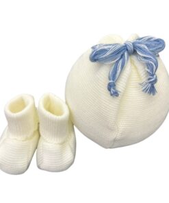 Set cappello e babbucce panna e avion Pappa e Latte