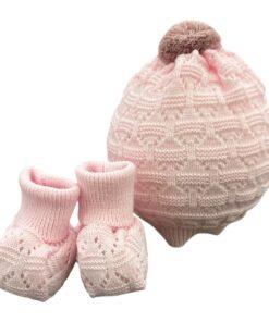 Set cappello e babbucce rosa Pappa e Latte
