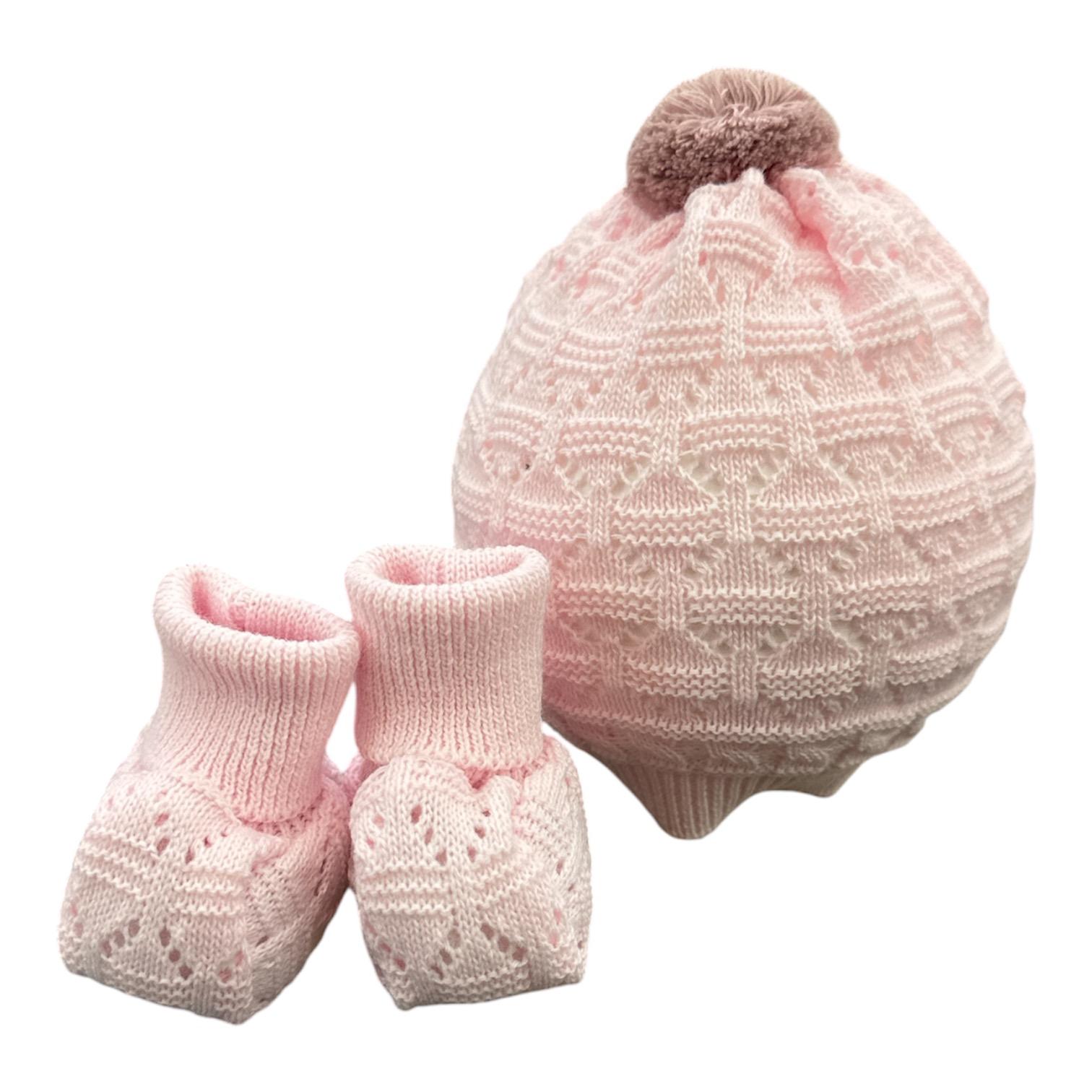 Set cappello e babbucce rosa Pappa e Latte