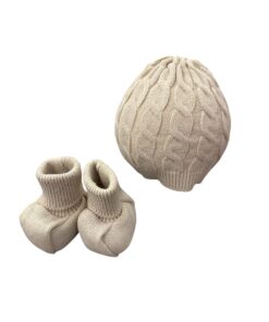 Set cappello e babbucce trama trecce Pappa & latte